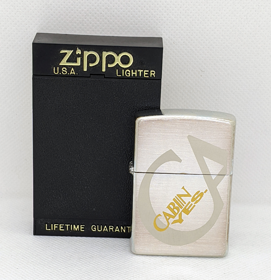 ◆【美品】ZIPPO ジッポライター シルバーカラー CABIN キャビン メンズ ライター 箱付 火花確認済_画像1