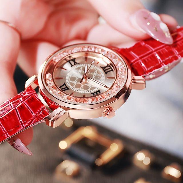 【人気商品】レディース 腕時計 クォーツ 赤色 お洒落 アイテム_画像2