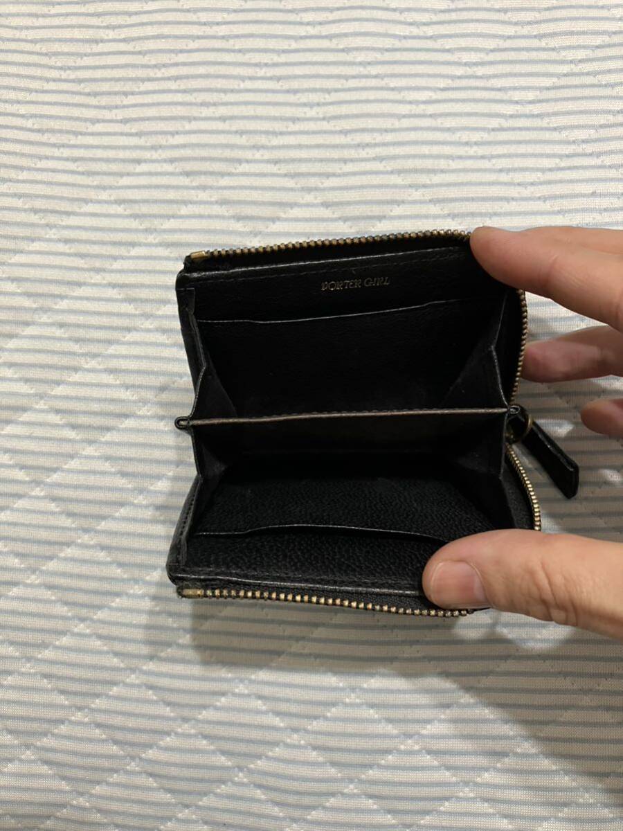 美品　PORTER ポーター 本革製L型ファスナー財布 ブラック　コインケース　ウォレット　レザー_画像3
