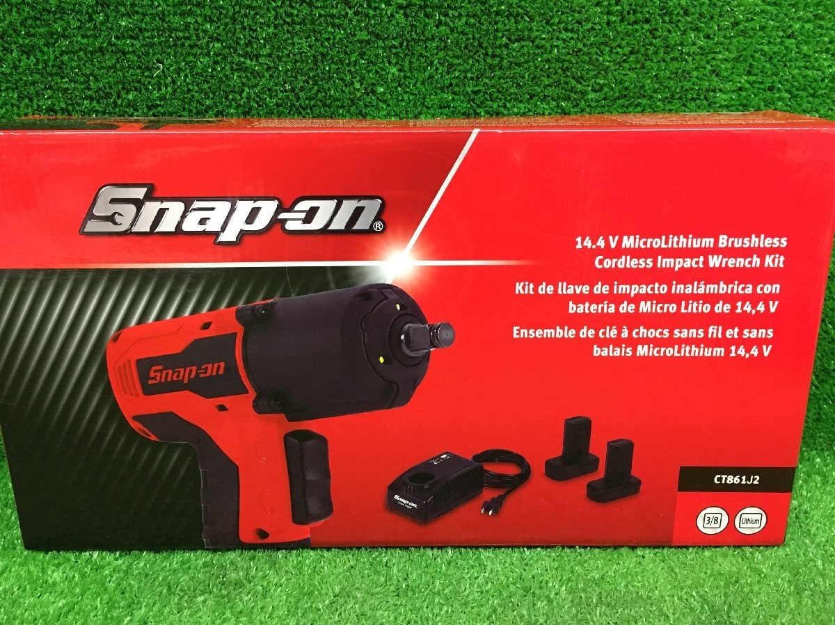 未使用品 Snap-on スナップオン 14.4V 3/8 コードレスインパクトレンチキット CT861J2 レッド 充電器+バッテリ2個付_画像9