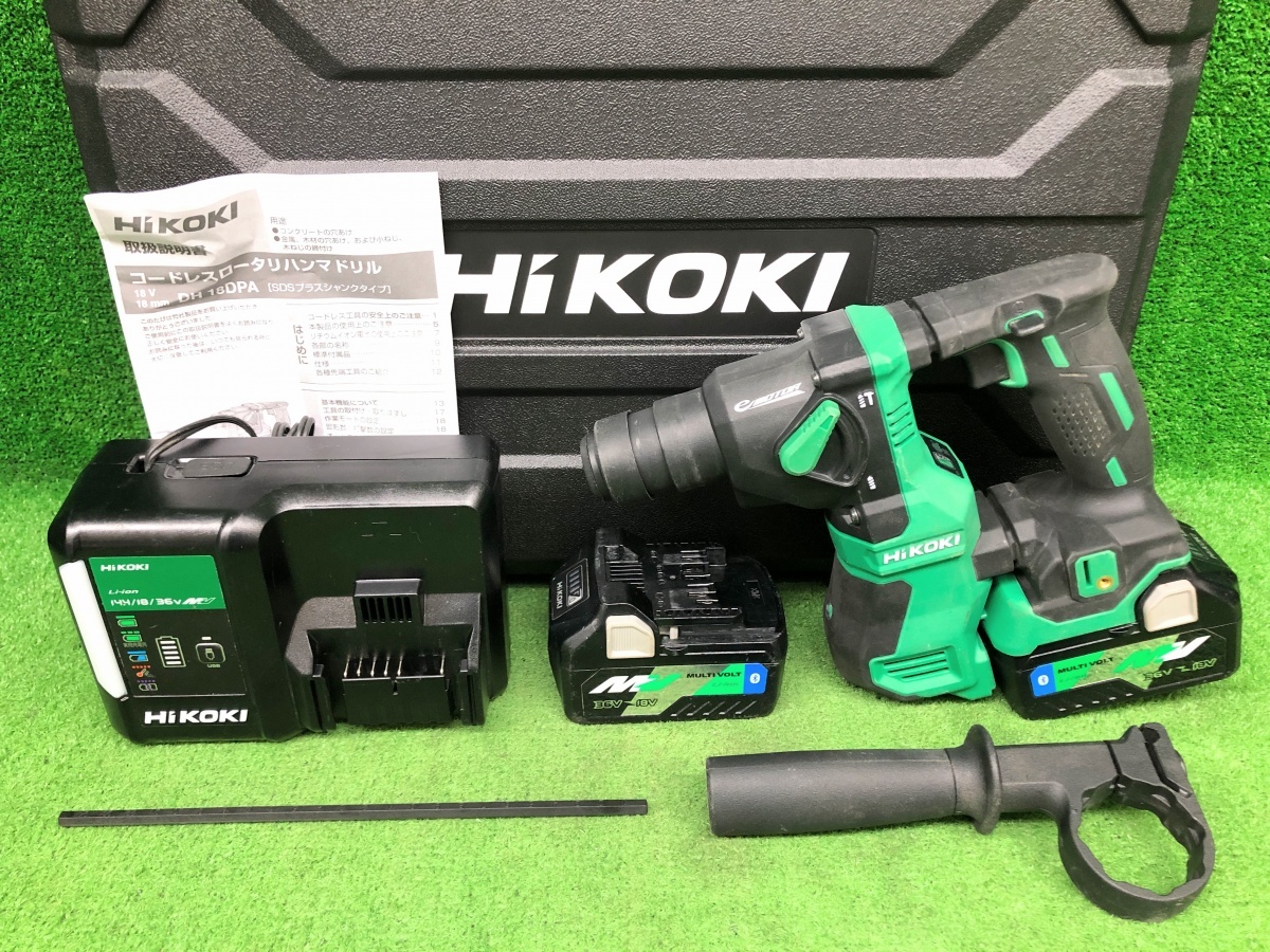 中古品 HiKOKI ハイコーキ 18V 18mm コードレスロータリハンマドリル DH18DPA(2XP) ※マルチボルトバッテリ2個+充電器セットの画像1