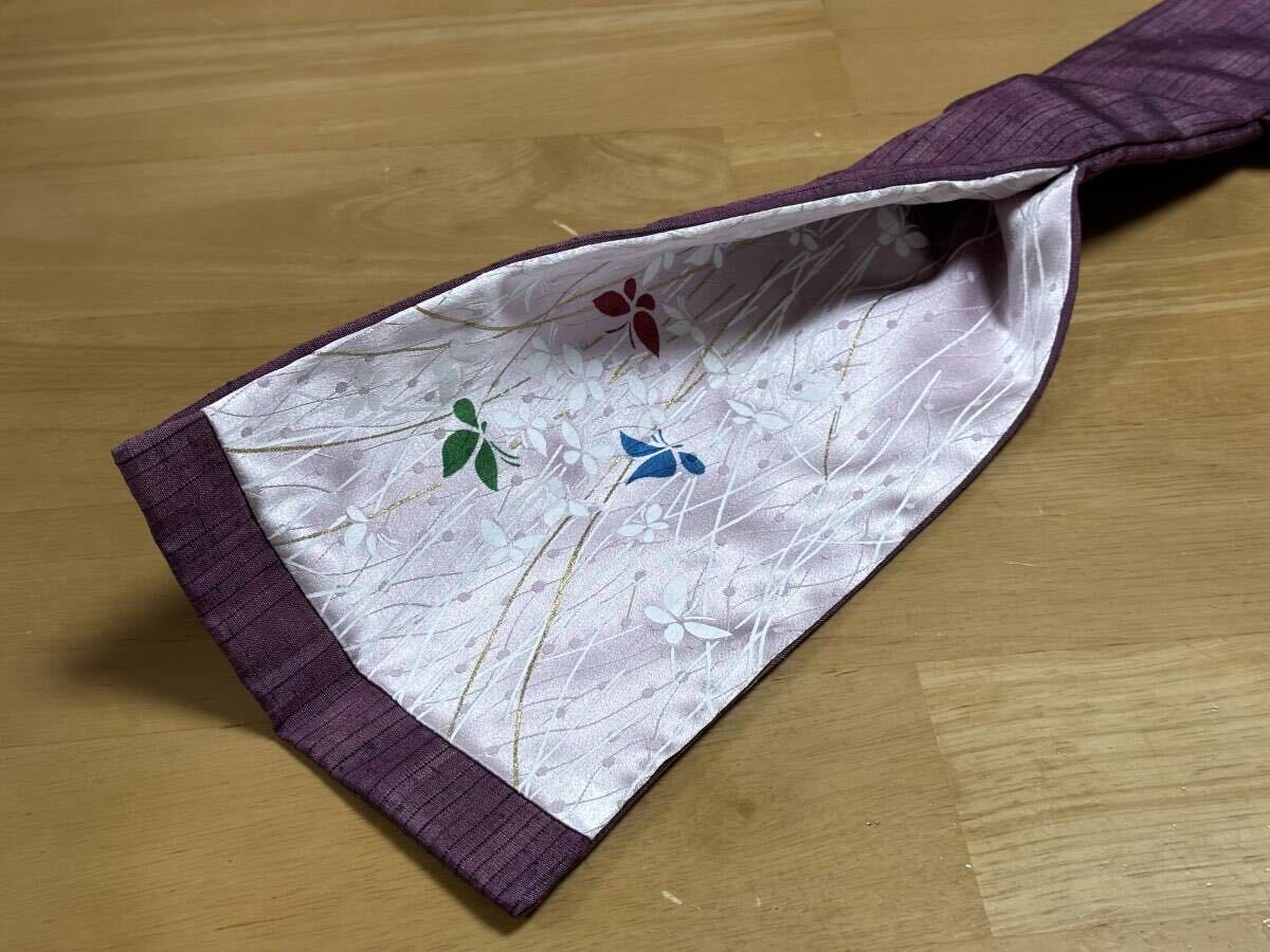 【ご依頼品】 スリムフィット白鞘袋 紫のかすりの正絹 大刀向け 110cm 桜色の正絹の裏地 の画像2