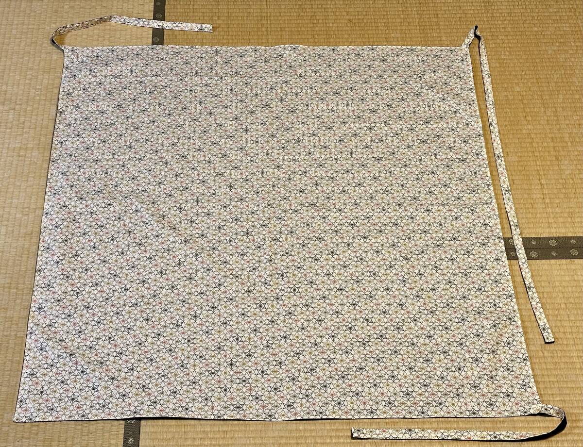 【刀剣専用】刀剣梱包用の風呂敷 108cm コットン製 ネイビーブルーと麻の葉模様のリバーシブル_裏面は麻の葉模様の木綿