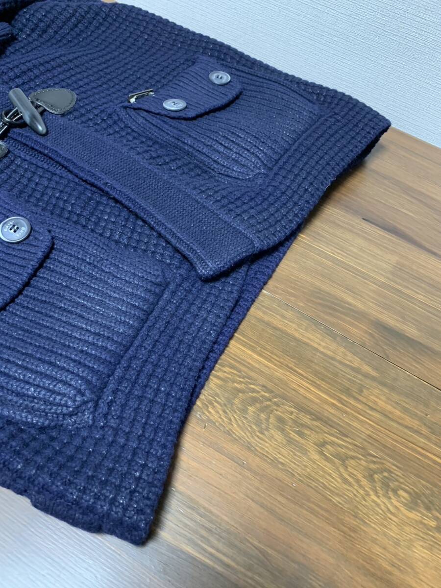  beautiful goods *[bark] coating processing knitted duffle coat XS navy Italy made Burke 