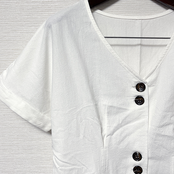 【新品タグ付き 未使用】ロングシャツ ブラウス ホワイト 綿100％ シワ加工