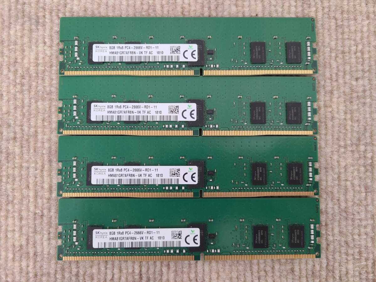 8GB 4枚セット 計32GB SK Hynix HMA81GR7AFR8N-VK TF AC DDR4 1Rx8 PC4-2666V RDIMM Server Memory ASUS [1810] [PT009]の画像1