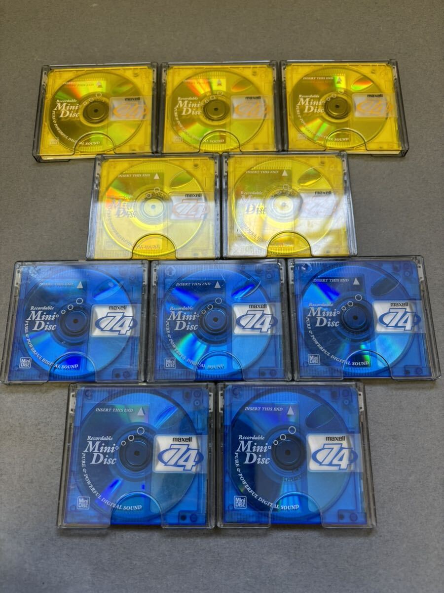 MD ミニディスク minidisc 中古 初期化済 マクセル maxell 74 ブルー イエロー 10枚セット_画像1