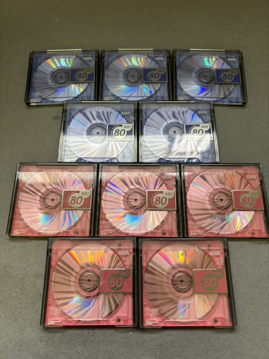 MD ミニディスク minidisc 中古 初期化済 AXIA アクシア 80 ピンク ブルー 10枚セットの画像1