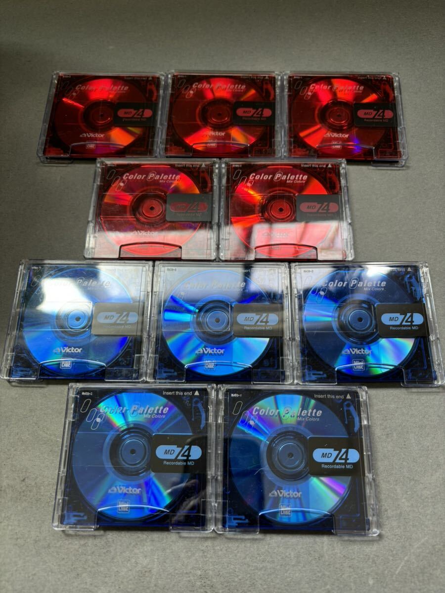 MD ミニディスク minidisc 中古 初期化済 Victor ビクター Color Palette 74 ブルー レッド 10枚セットの画像1