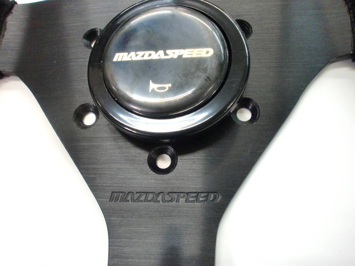 MAZDA SPEED マツダスピード 36Φ 36パイ ステアリング ハンドル ホーンボタン付 バックスキン スエード 中古品 MAZDASPEED 希少?! 箱有の画像3