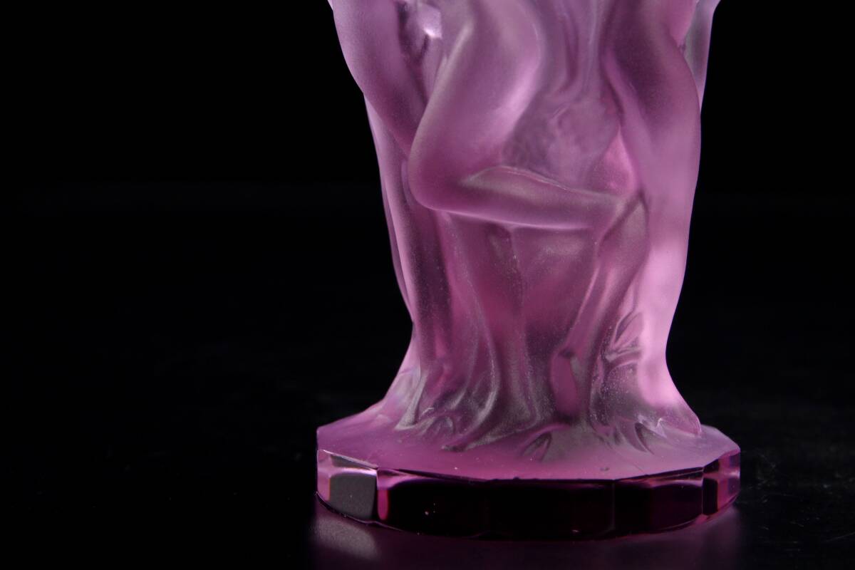 ∮fufu∮ ルネ・ラリック H・ホフマン 花瓶 ヌード 13㎝ レプリカ フラワーベース パープル Lalique_画像3