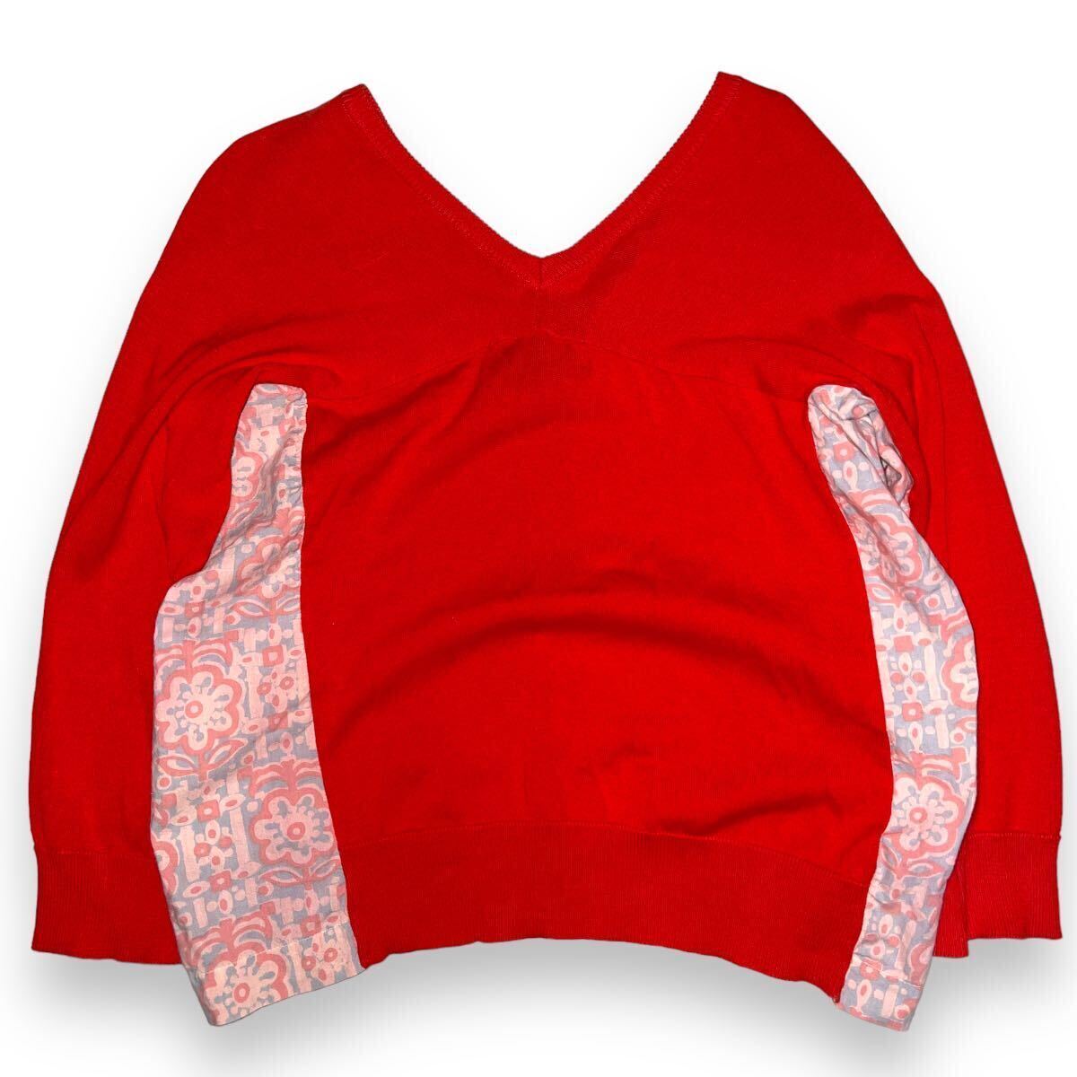 90s Junya Watanabe comme des garons red knit docking sweater Japanese label collection archive Rei Kawakubo cdgの画像1