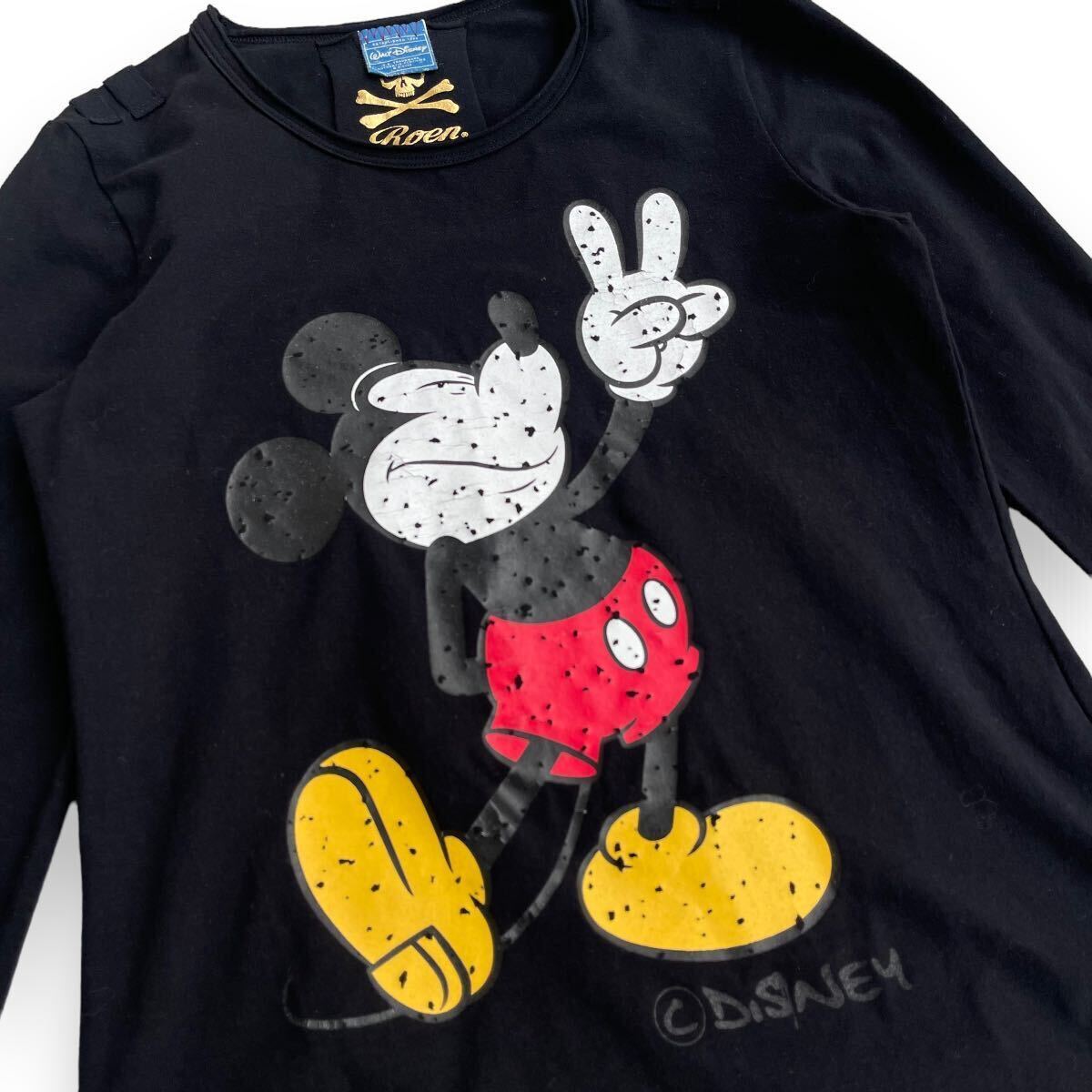 00s roen × Disney Mickey Mouse 散弾銃 damage t shirts collection archive roar rare Japanese label_画像3