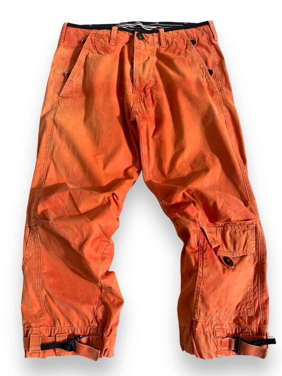 00s stone island orange cargo pants zip vintage millitaly cp company Massimo osti wash belt _画像1