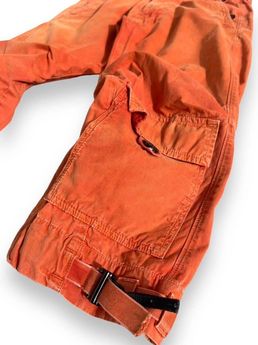 00s stone island orange cargo pants zip vintage millitaly cp company Massimo osti wash belt _画像2