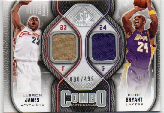 【Kobe Bryant / Lebron James】 2009-2010 Upper Deck SP Game Used Combo Materials Dual Jersey /499 499枚限定の画像1