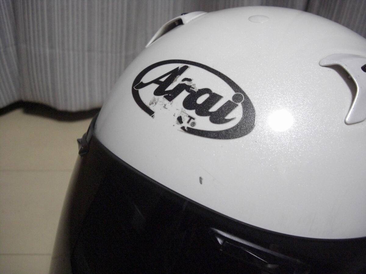 Arai アライ ヘルメット プロフィール グラスホワイト Mサイズ内装へたりあり 説明書付 クリアシールド シールドホルダースペア右のみあり_画像4