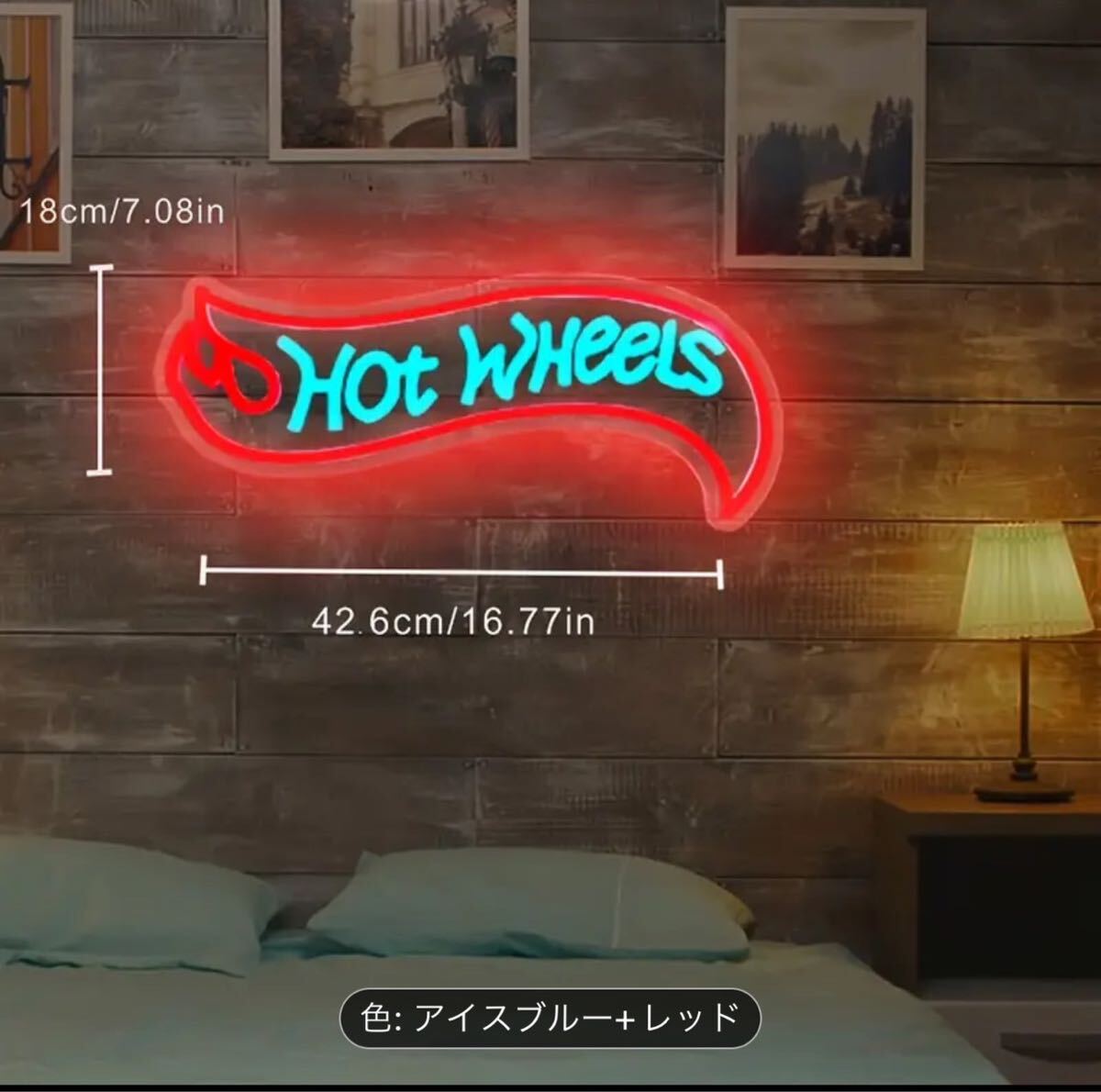 ホットウィール ネオンサイン LED ディスプレイ インテリア ガレージ 看板 ネオンライト 雑貨 HOT wheels ミニカー おしゃれ EL_画像7