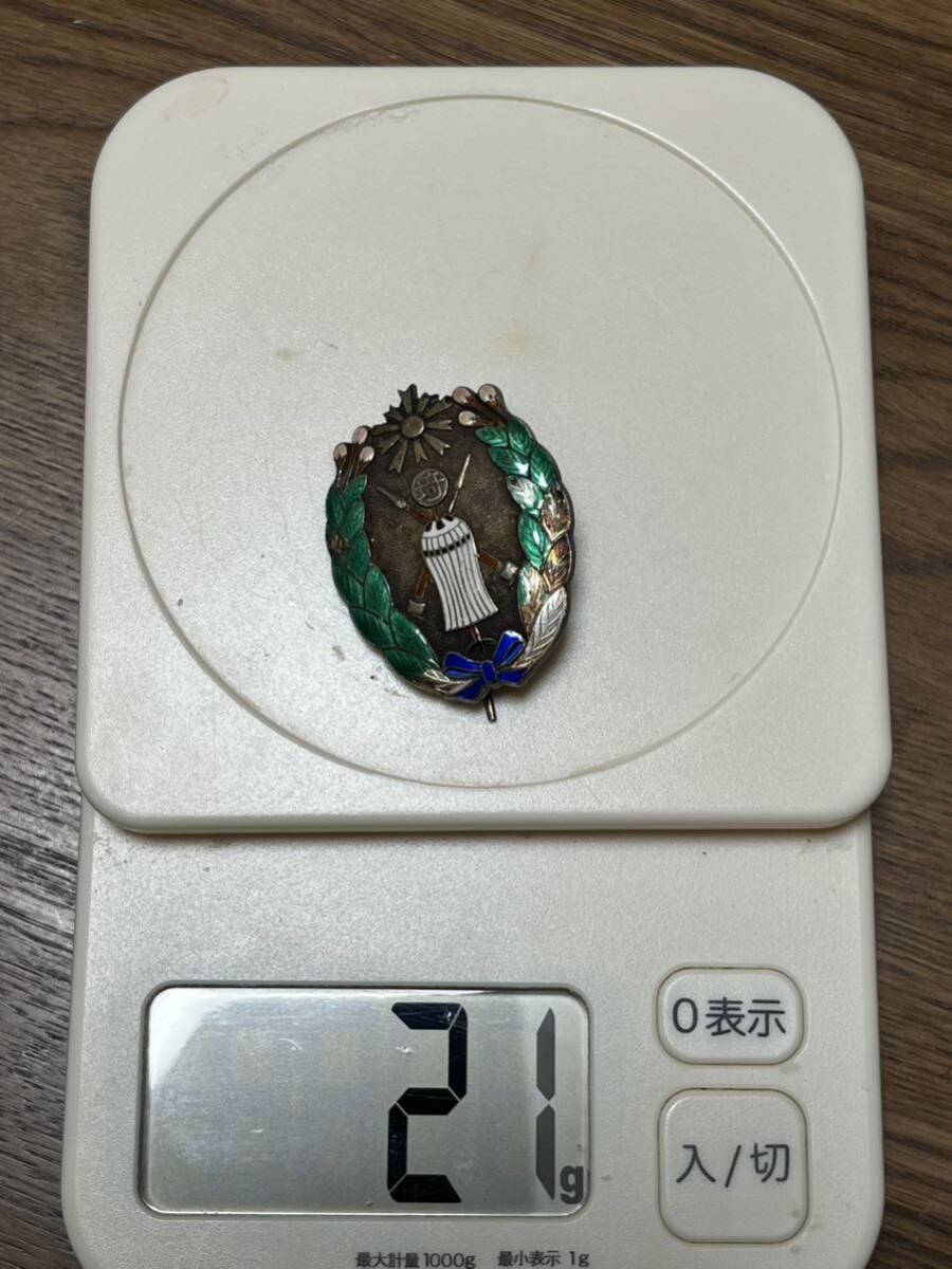 戦前 埼玉県警察署 消防勲章 七宝 純銀刻印あリ    バッジ の画像7