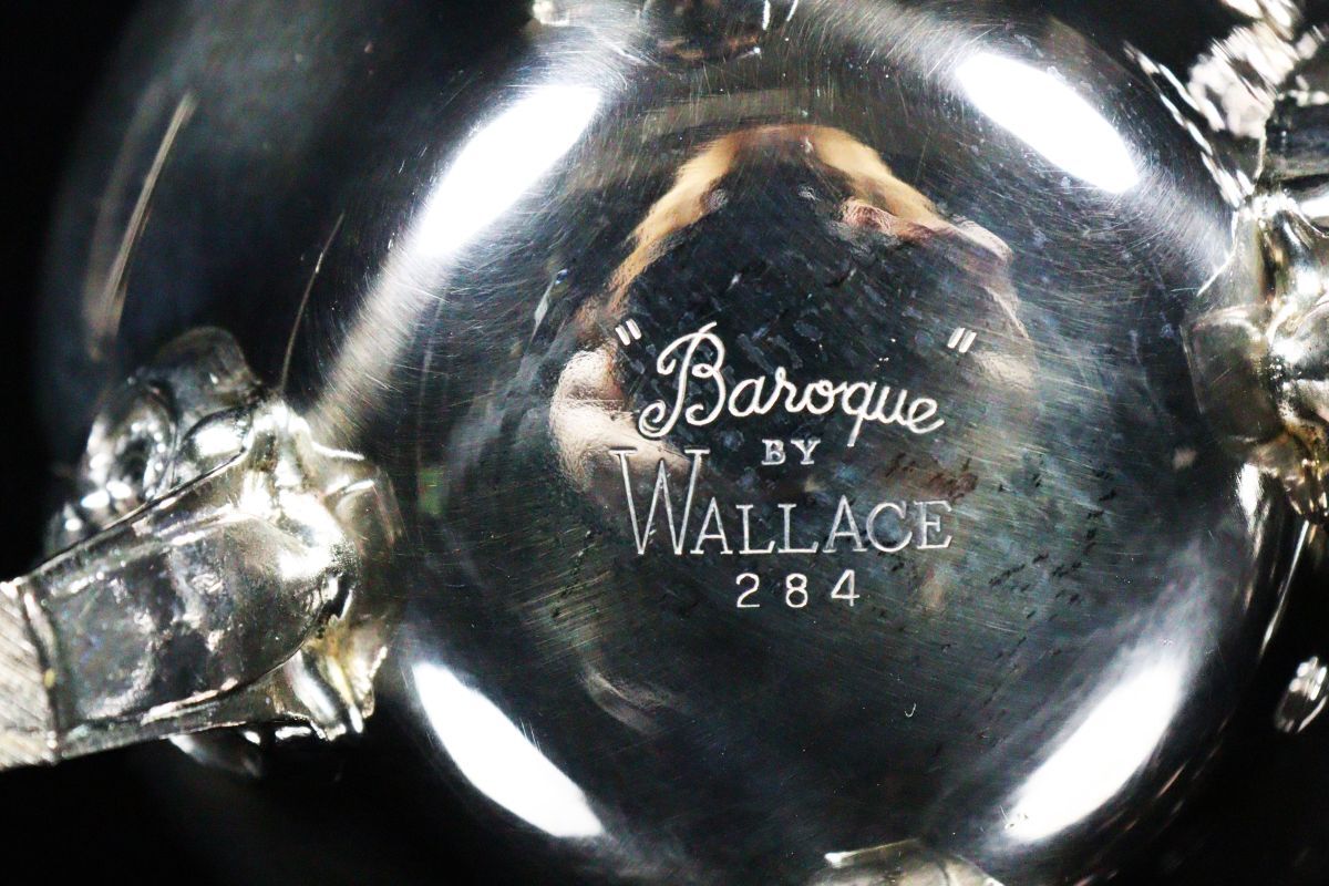 『Wallace』『Baroque』バロック ティーサービス 3点 【シルバープレート】ティーポット/ミルク/シュガー 銀製 箱付き[63155qu]の画像5