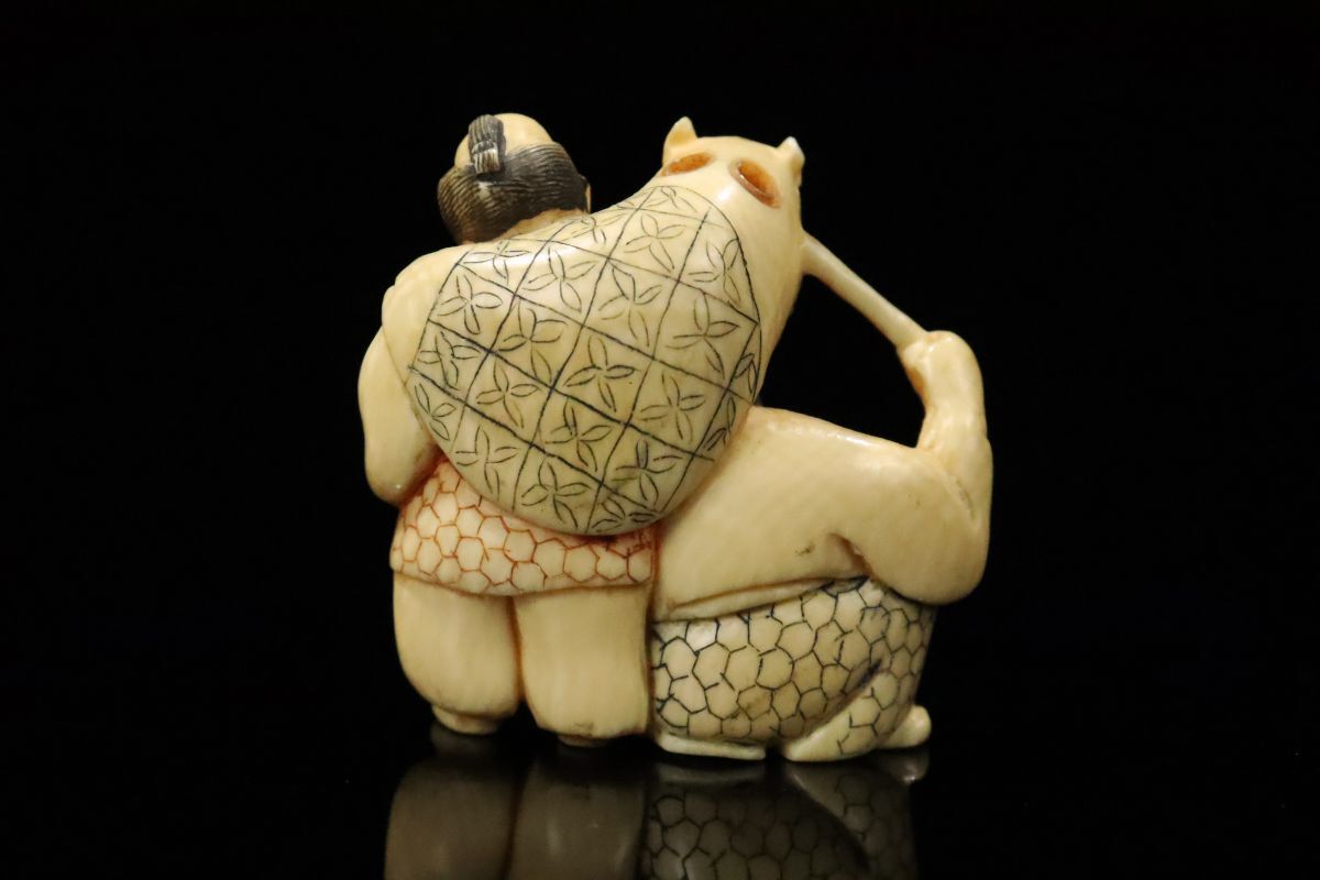  era .. thing sphere . Zaimei skill sculpture coloring . surface . Hara . netsuke seal case .. Edo period [63227⑥i]
