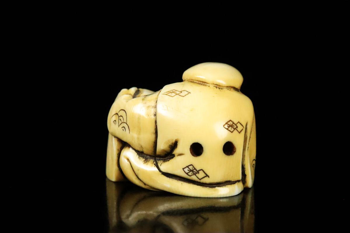  времена .. предмет камень лодка Zaimei умение скульптура ... персона netsuke Edo период кейс для печати ..[64144②t]