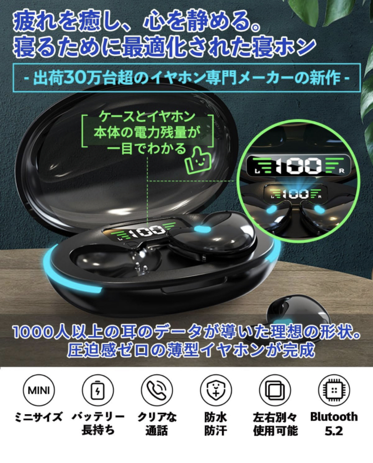 Kandar 寝ホン 睡眠用イヤホン 痛くない ワイヤレス Bluetooth 【昼夜兼用イヤホン-KDY17】 寝ながら ミニサイズ 超小型 インナーイヤー型 _画像2