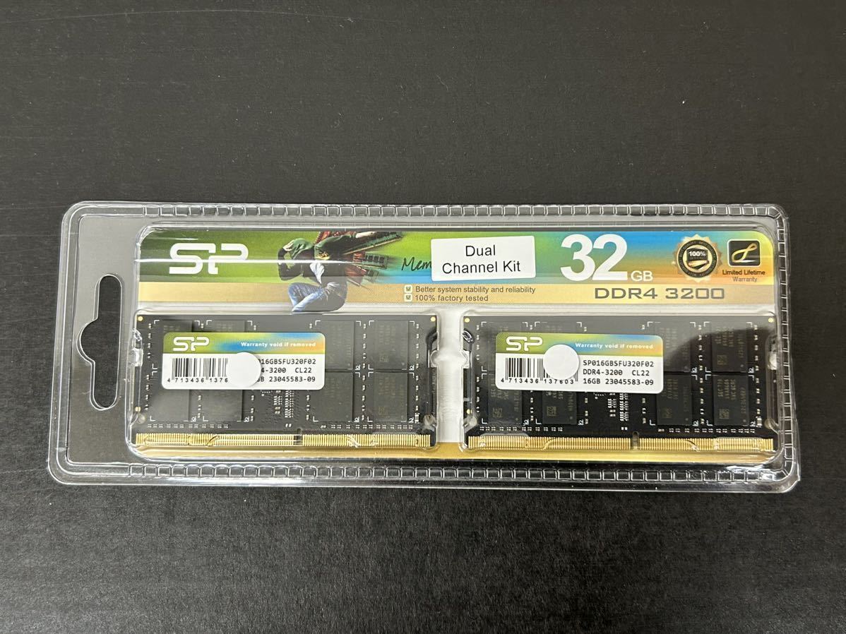 シリコンパワー ノートPC用メモリ DDR4-3200 (PC4-25600) 16GB×2枚 (32GB) 260Pin 1.2V CL22 新品未使用の画像1