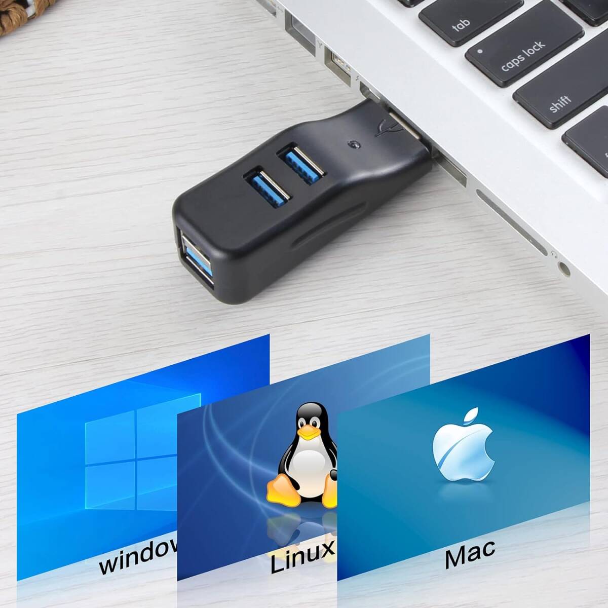 USB 3.0ハブ 4ポート スプリッター LED付き コンボハブ 超小型 バスパワー ミニUSBポート 高速データ転送 軽量 携帯便利 直挿し コンパクトの画像6