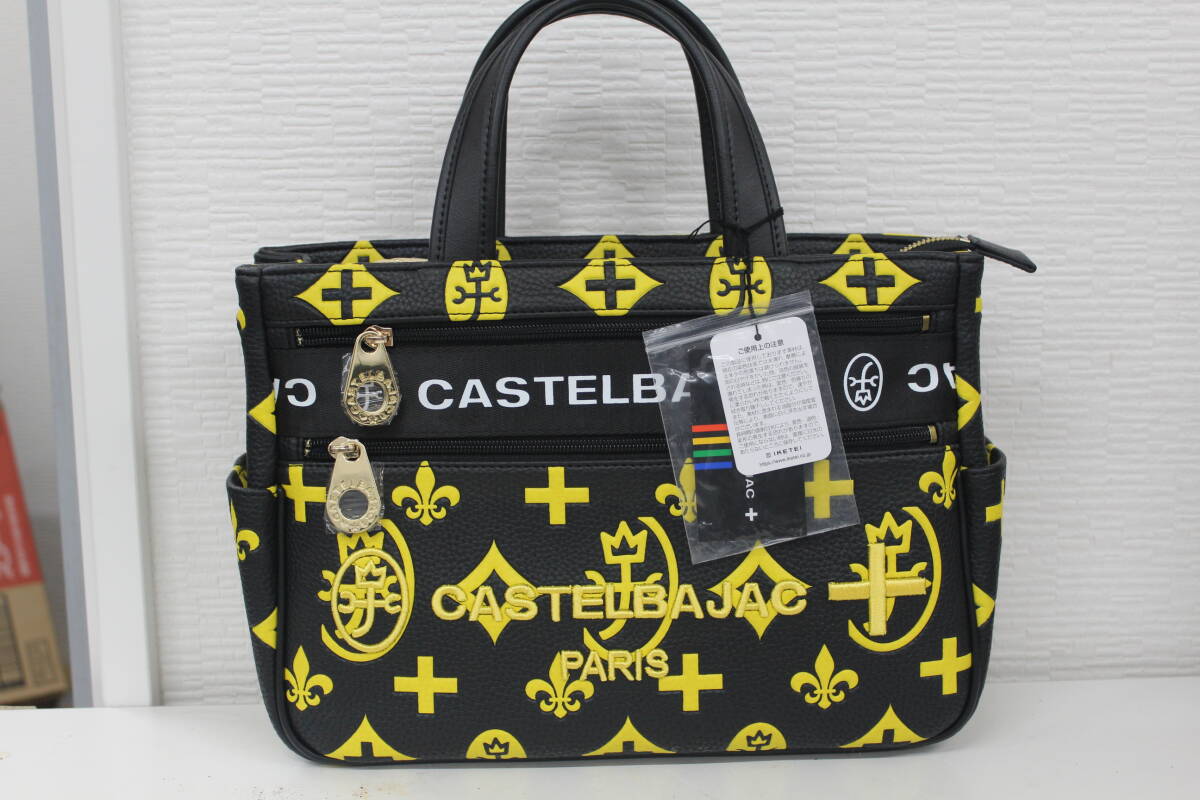 未使用 CASTELBAJAC カステルバジャック ハンドバッグ ブラック イエロー 激安1円スタート_画像1