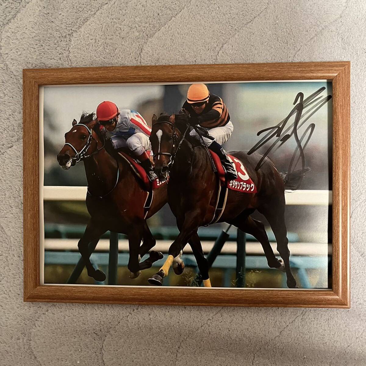  horse racing kita sun black north ... with autograph A4 photograph amount attaching ikino axle mail .. wistaria rice field . 7 . number actual use horse ticket goods 
