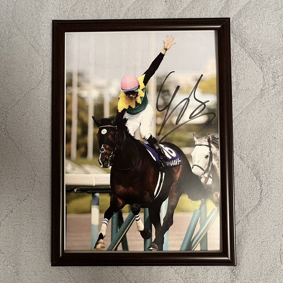  horse racing title holder width mountain peace raw with autograph A4 photograph amount attaching ikino axle mail .. wistaria rice field . 7 . number actual use horse ticket goods 
