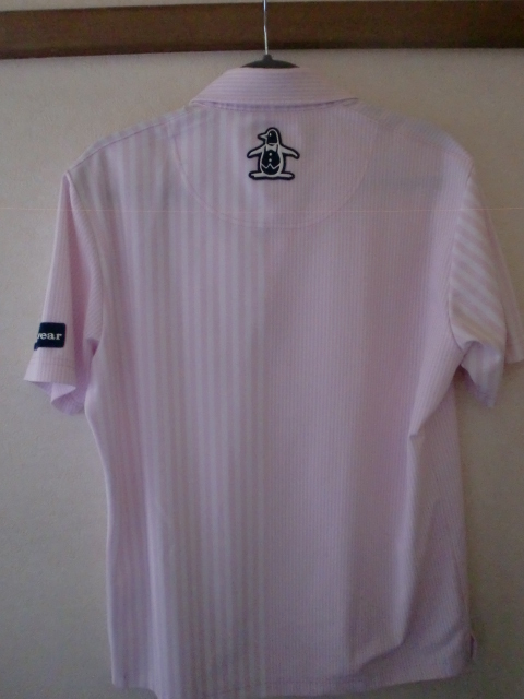  Munsingwear wear polo-shirt with short sleeves light pink asimeto Lee pattern shirt 