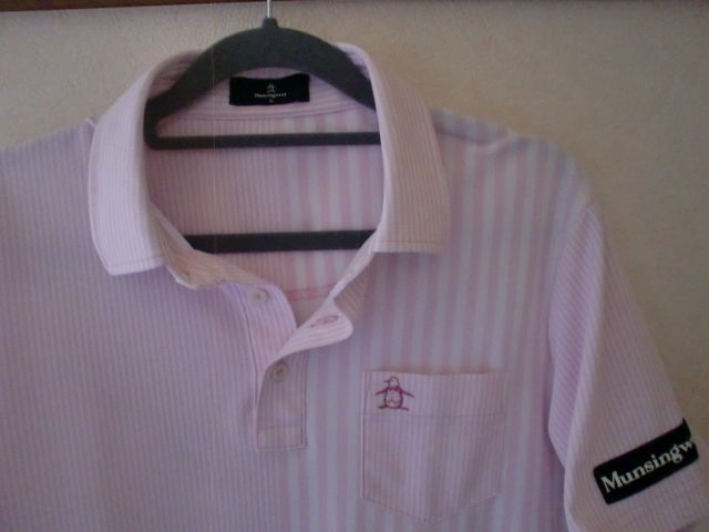  Munsingwear wear polo-shirt with short sleeves light pink asimeto Lee pattern shirt 