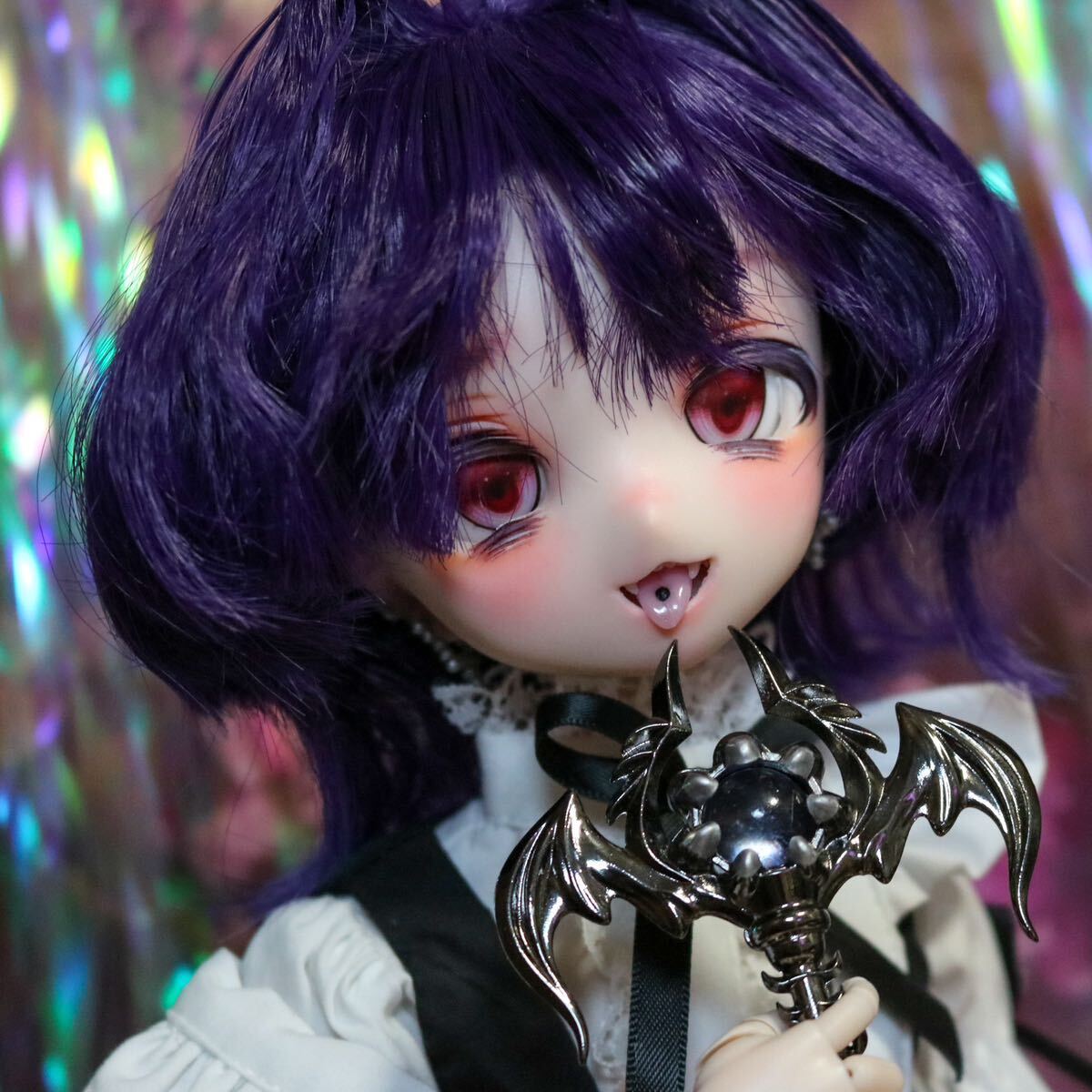 【まめふくっこ】DDH-01ソフビ盛り セミホワイト肌 カスタムヘッド＋ウイッグ＋スカルマスク＋アイセット(微難あり)の画像5