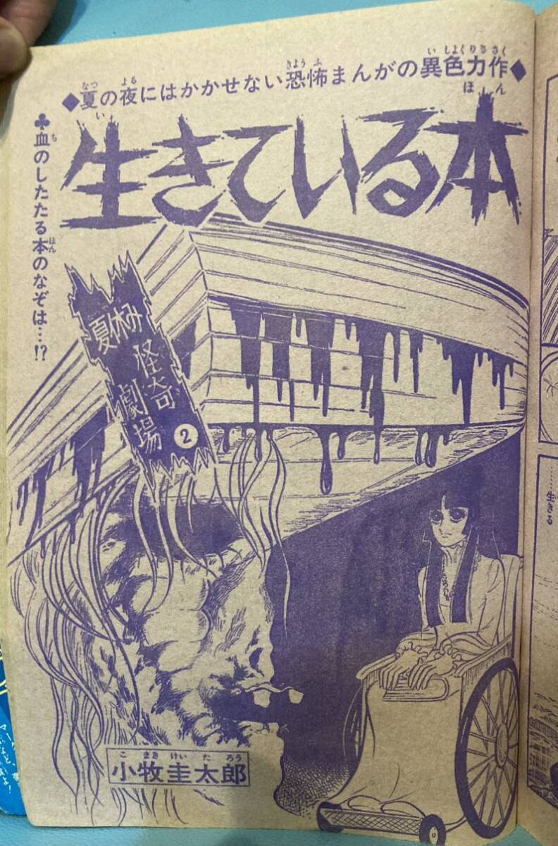 週刊マーガレット 1972年（昭和47年）9月3日号 集英社 忠津陽子 西谷祥子 他 小牧圭太郎「黒い蛙」「生きている本」 ホラー漫画 ひばり書房の画像5