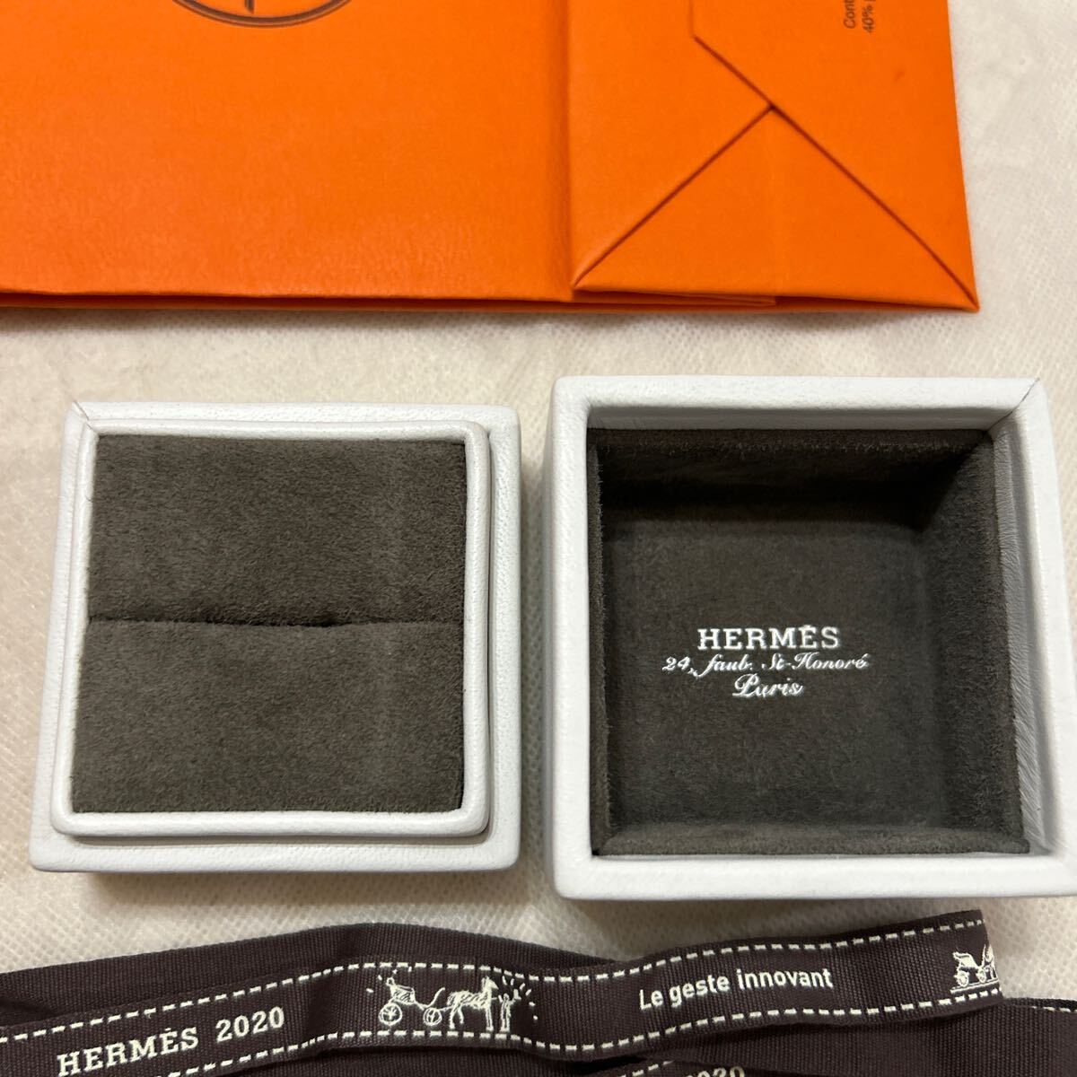 エルメス HERMES リング 空箱 ケース BOX 指輪 リングケース 指輪ケース 箱 アクセサリー ジュエリーケース リボン 紙袋の画像2
