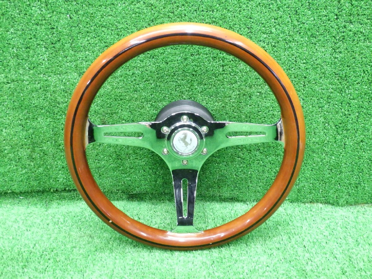  Suzuki Jimny JA11V steering wheel / steering wheel after market wild wind wood 3ps.@ spoke Boss attaching horn button attaching diameter approximately 34.8cm