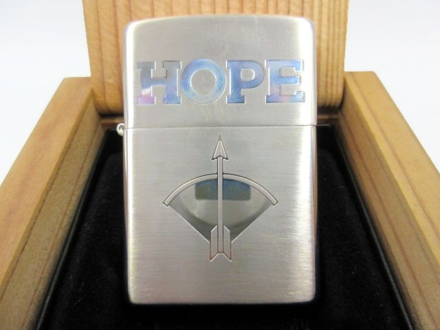 ◇ ZIPPO ジッポー HOPE ホープ アロー オイルライター シルバーカラー 2011年製 JT NIPPON 木箱入り 未使用品の画像1