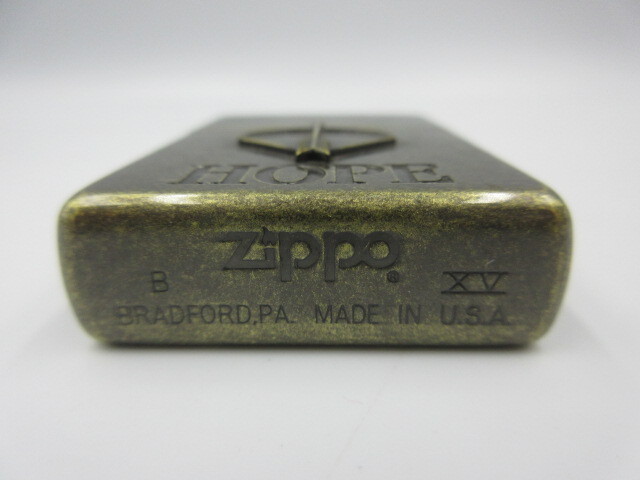 ◇ ZIPPO ジッポー HOPE ホープ アロー オイルライター アンティークゴールド色 古美仕上げ 1999年製 火花確認済み 中古品の画像5