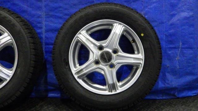 【宮城 塩釜発】中古 冬タイヤ・社外ホイールセット 4本 155/65R13 ブリヂストン BLIZZAK VRX2 2023年製 9分山 ※個人宛発送不可の画像4