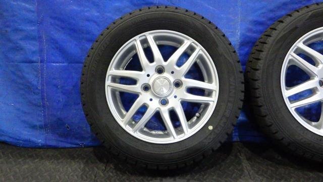 【宮城 塩釜発】中古 冬タイヤ・社外ホイールセット 4本 155/65R13 ダンロップ WINTERMAXX WM02 2023年製 9分山 ※個人宛発送不可_画像2