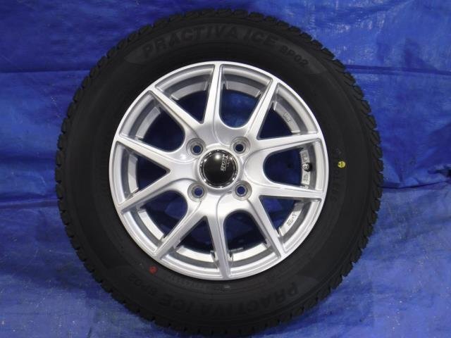 【宮城 塩釜発】中古 タイヤ・アルミホイールセット 2本 社外品 145/80R13 4J PCD100 オフセット+43 PRACTIVA ICE BP02 ※個人宛発送不可_画像7