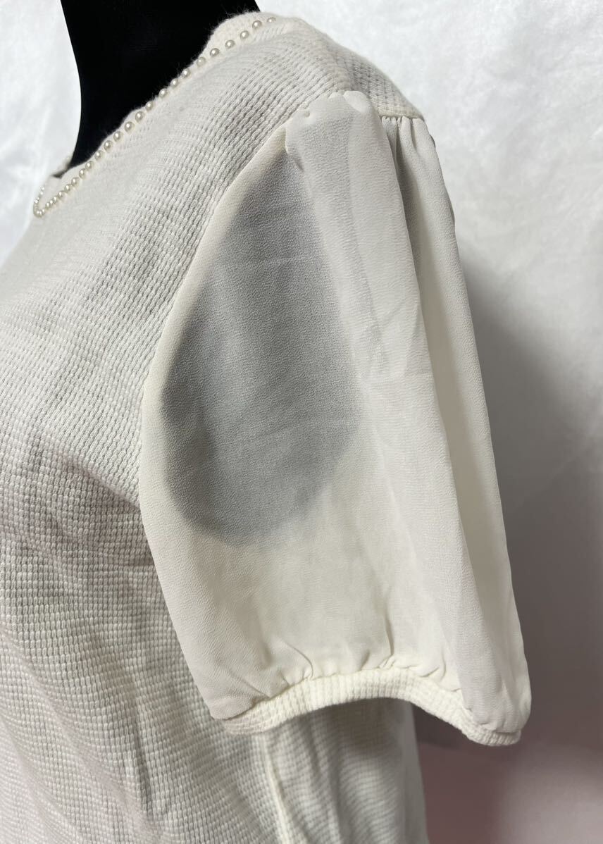  top and bottom set * short sleeves cut and sewn * neck origin Kirakira pa- sleeve common common chiffon × pleated skirt * soft chiffon * Kiyoshi . series woman 