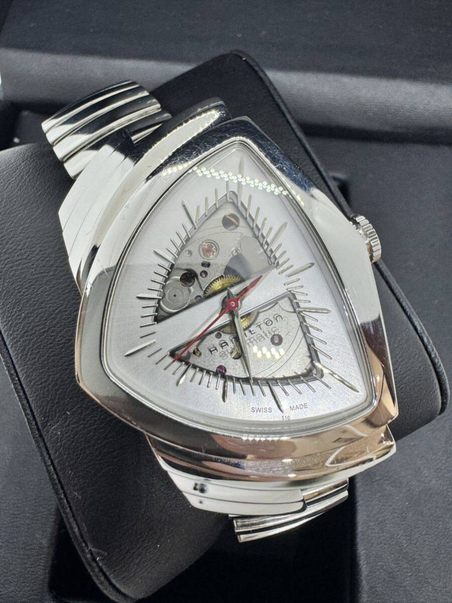 HAMILTON VENTURA AUTOMATIC ハミルトン ベンチュラ オートマチック H245150 クリア スケルトン 純正バンド 箱付の画像1