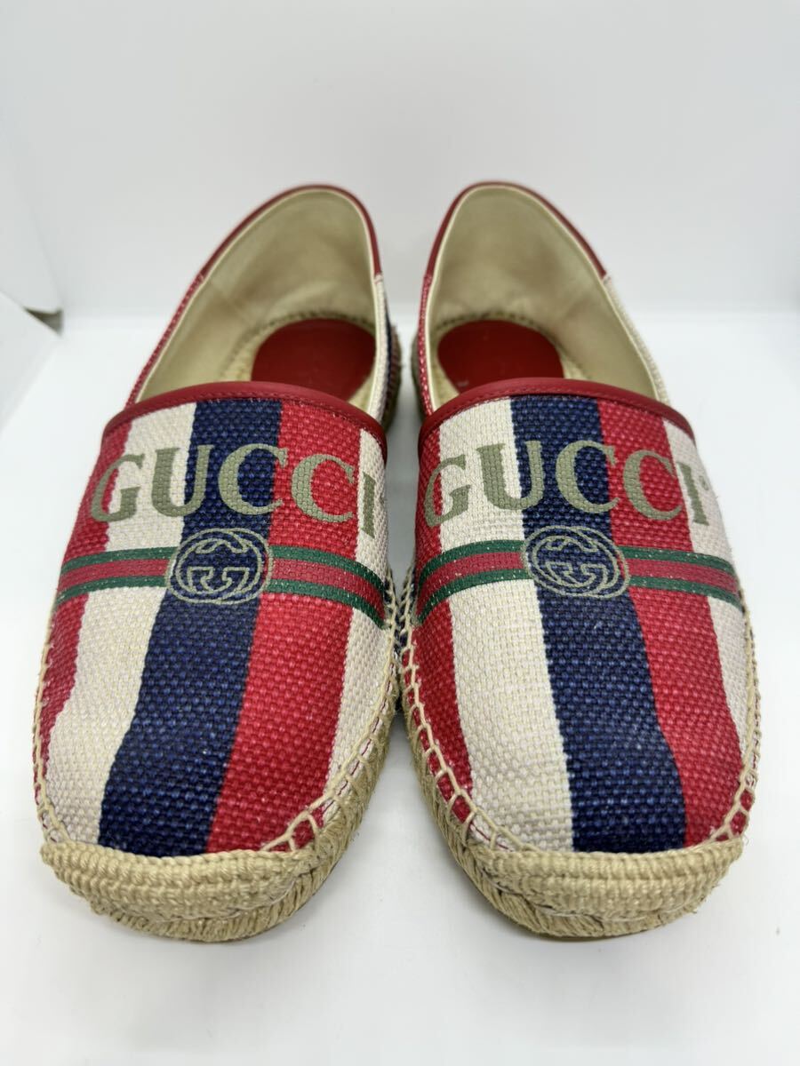 GUCCI グッチ スリッポン ローファー シューズ 523370 サイズ7表記 メンズ レッド/ブルー スペイン製_画像2