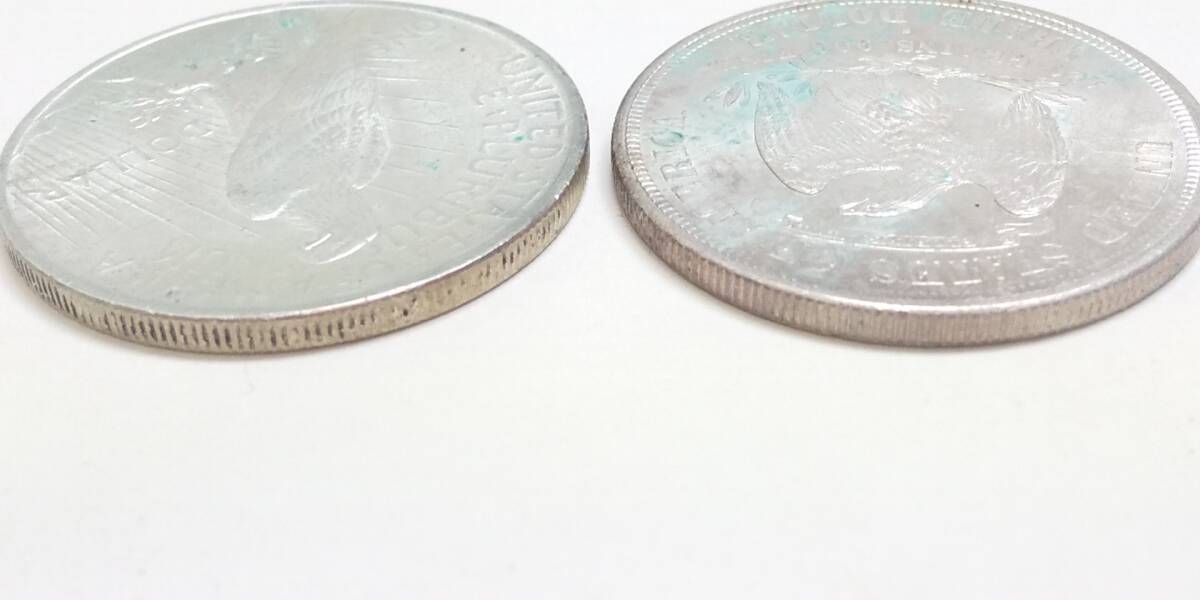 アメリカ 1ドル銀貨 おまとめ2枚 1922年 イーグルコイン 1876年 貿易銀 サイズ・量目は本文 現状品の画像4