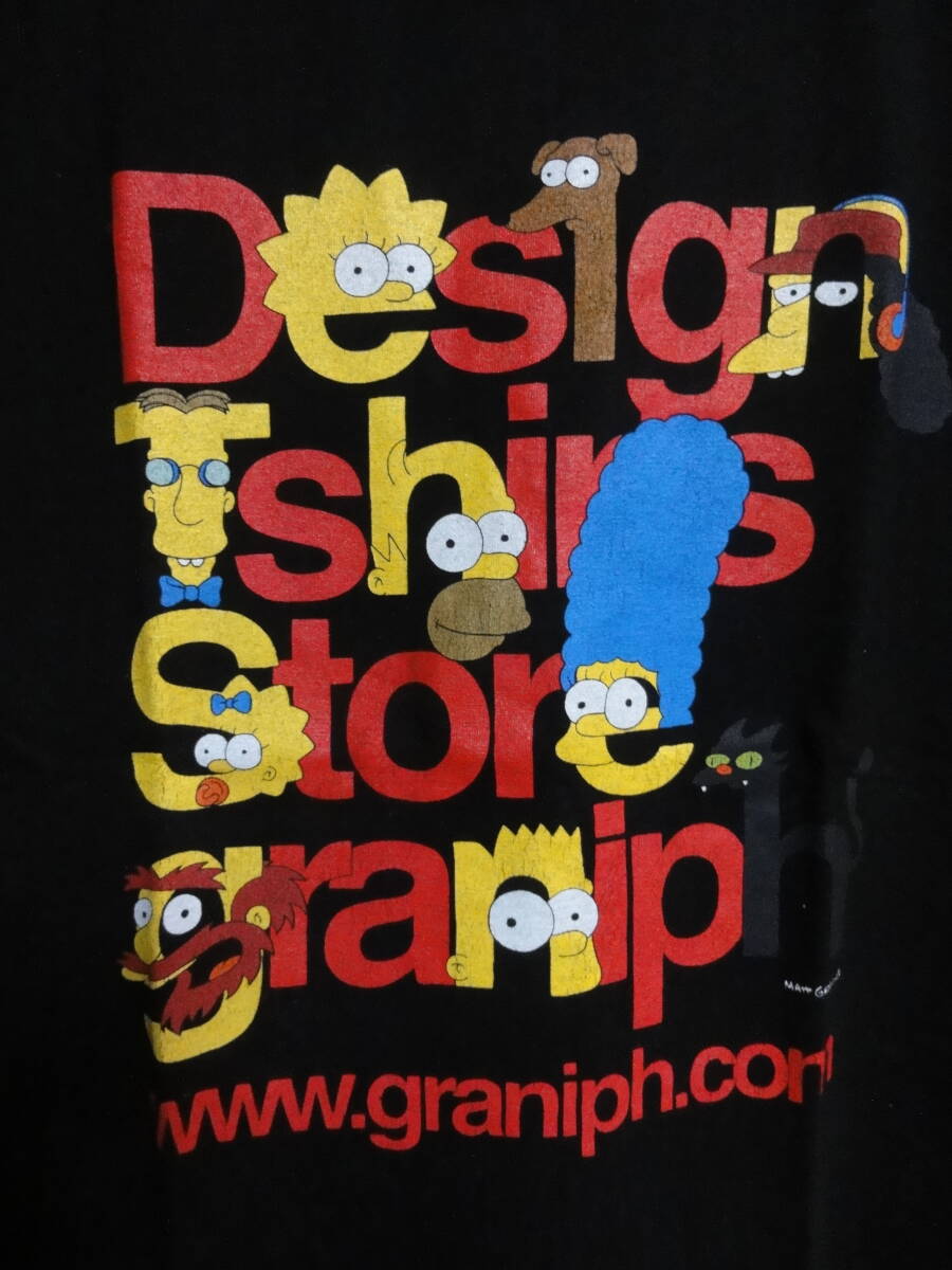 格安廃版レアコラボモデル・GRANIPH(グラニフ)×SIMPSONS(シンプソンズ)・黒系地・カラフルコラボプリント入り高級半袖デザインTシャツ M_画像2