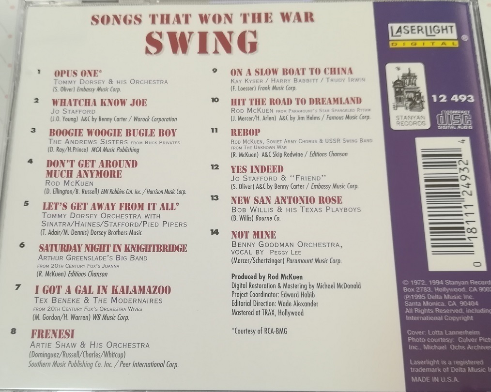 SONGS THAT WON THE WAR VOL1~5 V.A. US盤 CD 94年盤 フランク・シナトラ ペギー・リー トミー・ドシー ベニー・グッドマン　　3-0468_画像7