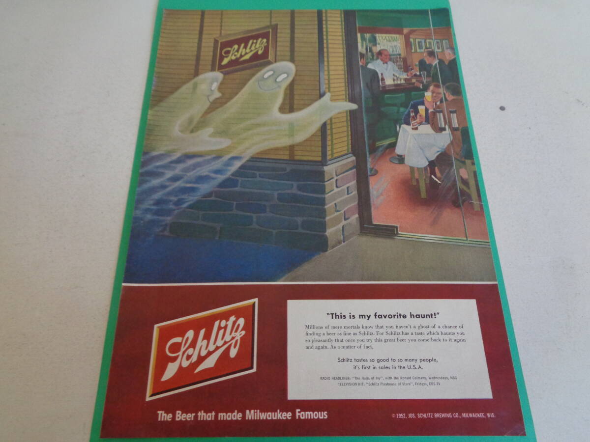 Обещайте рекламу рекламного пива пиво Schlitz 1950 -х годов зеленый гигант Green Piece Midcherry